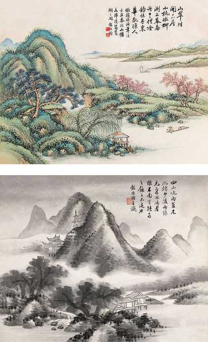 黄均 山水 册页（八开选二）